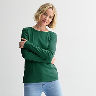 Petite Croft & Barrow® Crewneck Long-Sleeve Tee