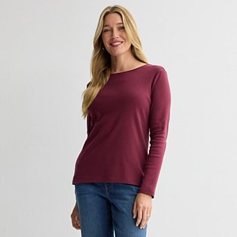 Petite Croft & Barrow® Crewneck Long-Sleeve Tee