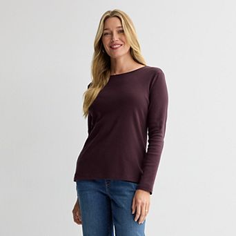 Petite Croft & Barrow® Crewneck Long-Sleeve Tee