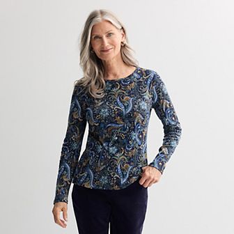 Petite Croft & Barrow® Crewneck Long-Sleeve Tee
