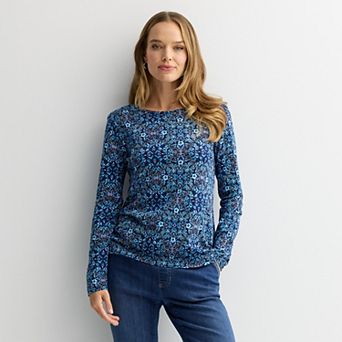 Petite Croft & Barrow® Crewneck Long-Sleeve Tee