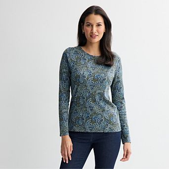 Petite Croft & Barrow® Crewneck Long-Sleeve Tee