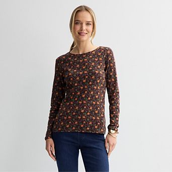 Petite Croft & Barrow® Crewneck Long-Sleeve Tee