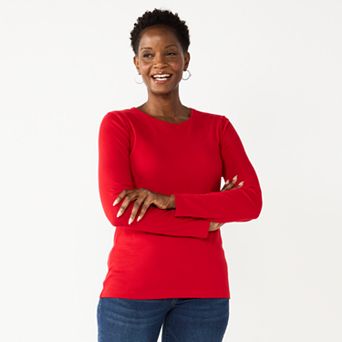 Petite Croft & Barrow® Crewneck Long-Sleeve Tee