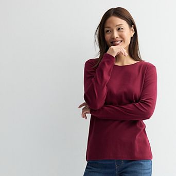 Petite Croft & Barrow® Crewneck Long-Sleeve Tee