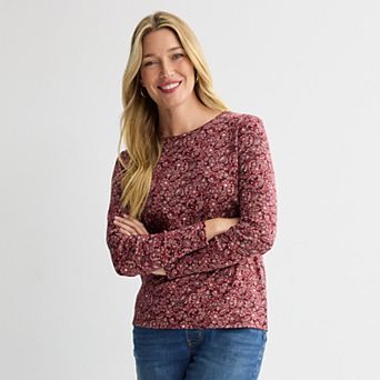 Petite Croft & Barrow® Crewneck Long-Sleeve Tee
