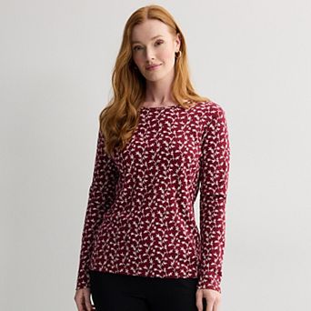 Petite Croft & Barrow® Crewneck Long-Sleeve Tee