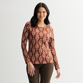 Petite Croft & Barrow® Crewneck Long-Sleeve Tee