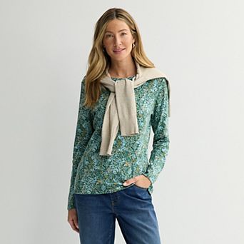 Petite Croft & Barrow® Crewneck Long-Sleeve Tee