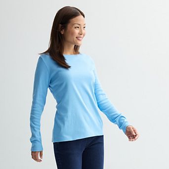 Petite Croft & Barrow® Crewneck Long-Sleeve Tee