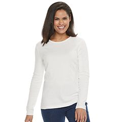 Womens White T-Shirts Long Sleeve Tops & Tees - Tops, Clothing
