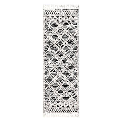 nuLOOM Ansley Shaggy Lattice Tassel Area Rug