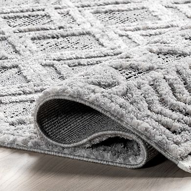 nuLOOM Ansley Shaggy Lattice Tassel Area Rug