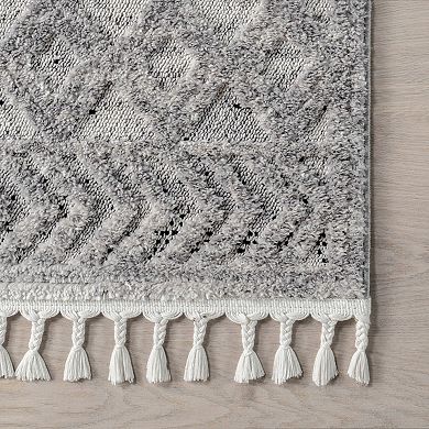 nuLOOM Ansley Shaggy Lattice Tassel Area Rug