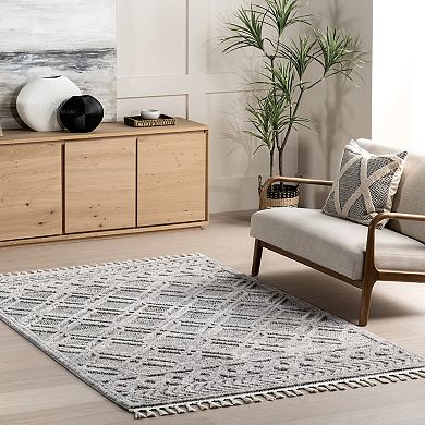 nuLOOM Ansley Shaggy Lattice Tassel Area Rug