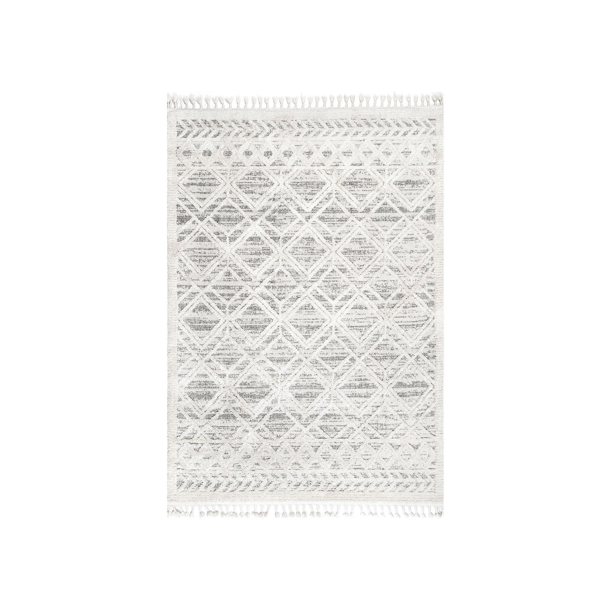 nuLOOM Ansley Shaggy Lattice Tassel Area Rug, Beige