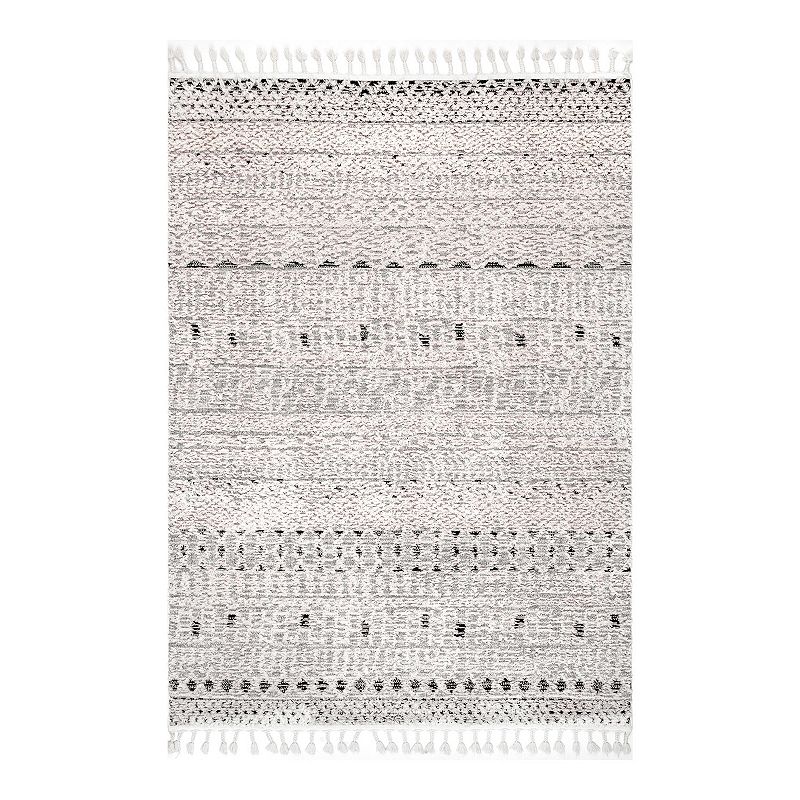 nuLOOM Talula Soft Textured Tassel Area Rug, White, 8X11.5 Ft