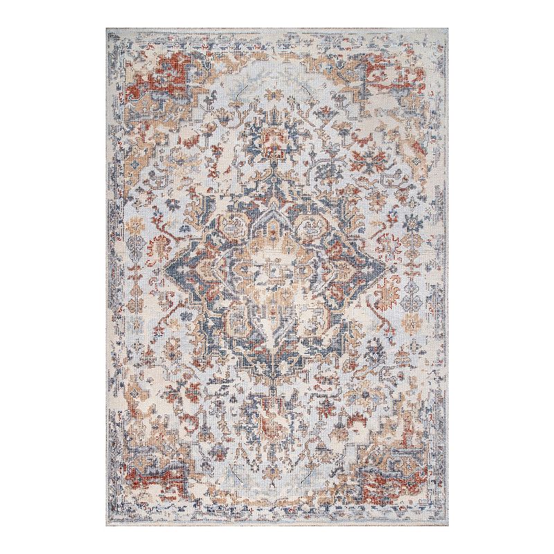 nuLOOM Luella Hand Knotted Worn Wreath Area Rug, Multicolor, 6X9 Ft