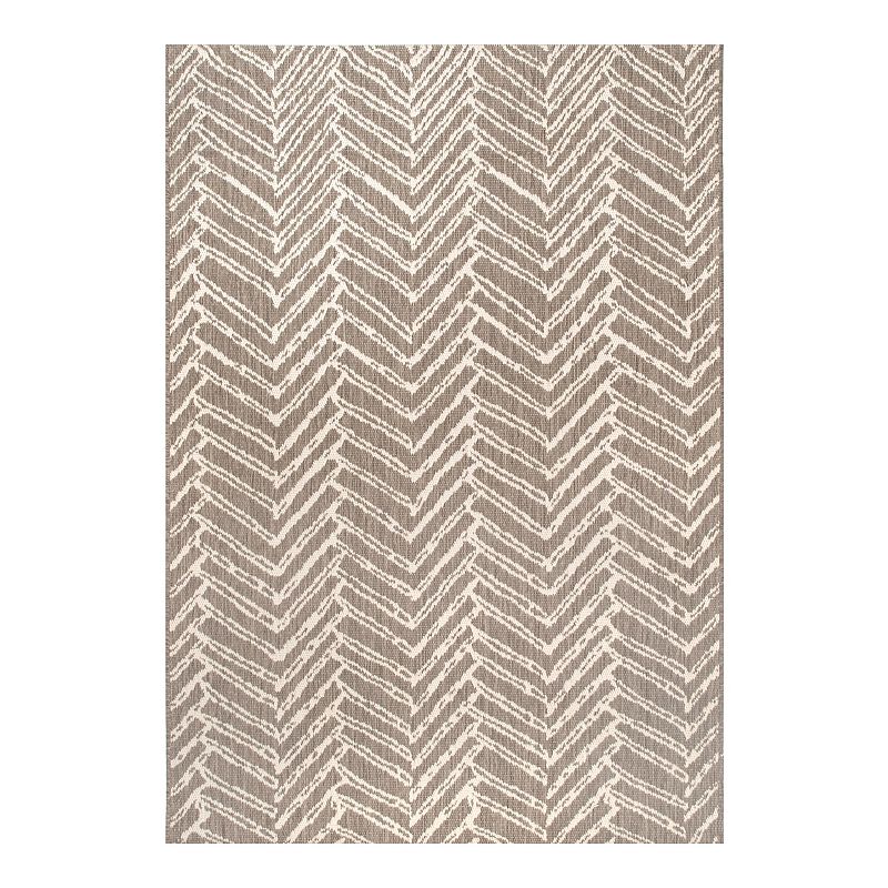 nuLOOM Macklin Herringbone Indoor/Outdoor Area Rug, Brown, 7.5X11 Ft
