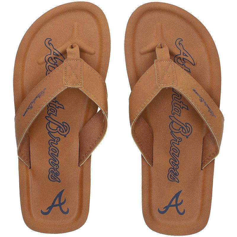 Mens Atlanta Braves Color Pop Flip Flop Sandals, Size: Large, Brown