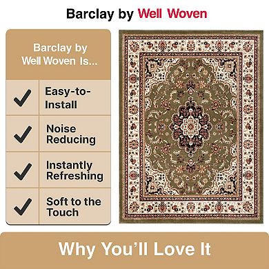 Well Woven Barclay Medallion Kashan Traditional Persian Floral Plush Area Rug