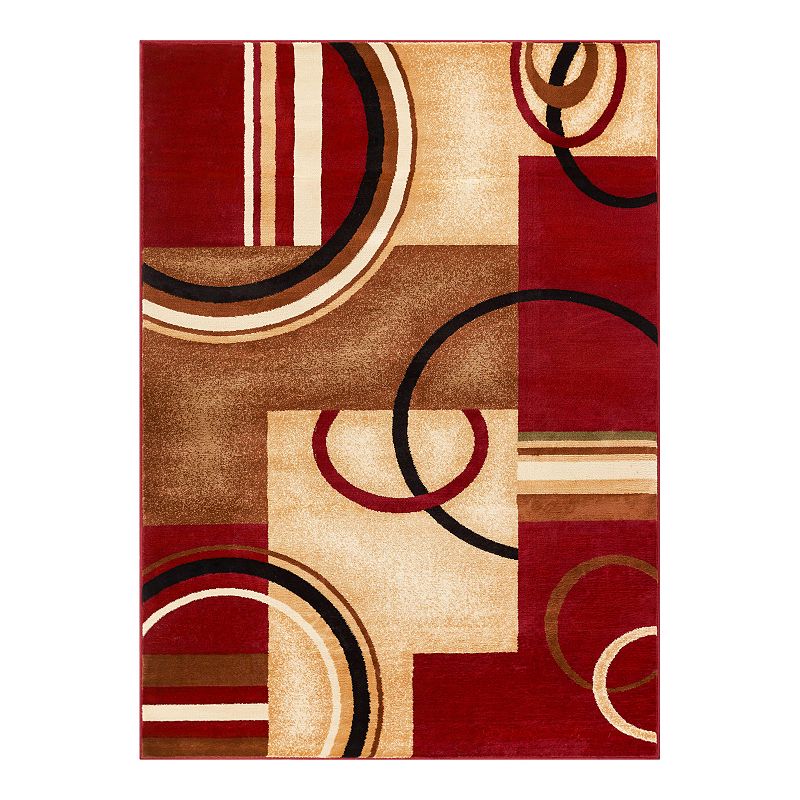Well Woven Barclay Arcs & Shapes Modern Geometric Red 6 7  x 9 6  Oval Area Rug