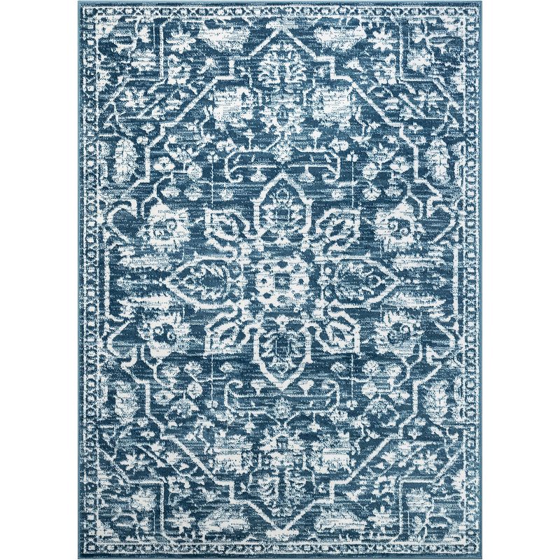 Well Woven Dazzle Disa Vintage Floral Bohemian Area Rug, Light Blue, 7X9 Ft