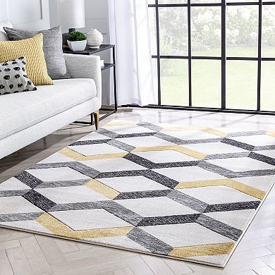 Well Woven Good Vibes Millie Modern Geometric 3D Textured Area Rug