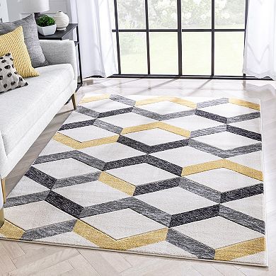 Well Woven Good Vibes Millie Modern Geometric 3D Textured Area Rug