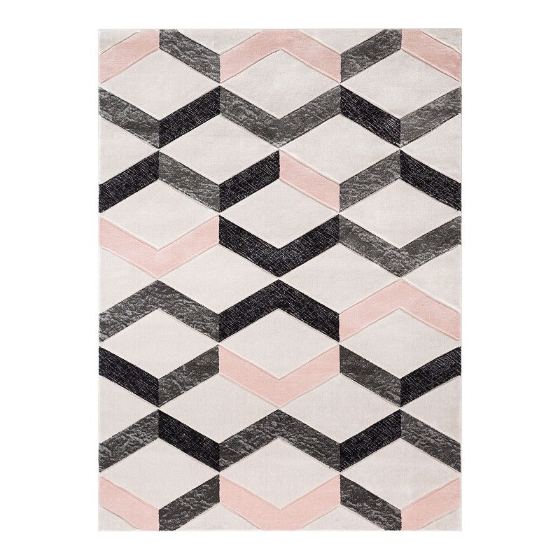 Well Woven Good Vibes Millie Modern Geometric 3D Textured Area Rug, Pink, 8X10.5 Ft