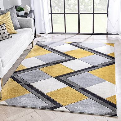 Well Woven Good Vibes Nora Modern Geometric 3D Textured Area Rug