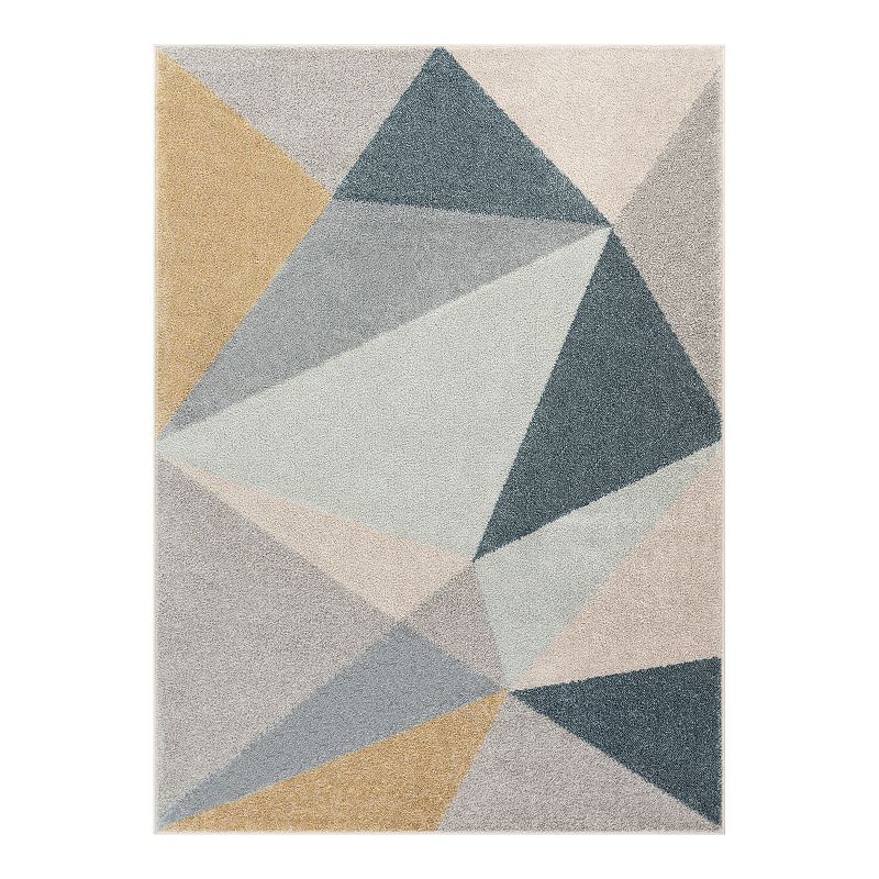 Well Woven Mystic Zelda Mid-Century Geometric Area Rug, Yellow, 8X10 Ft