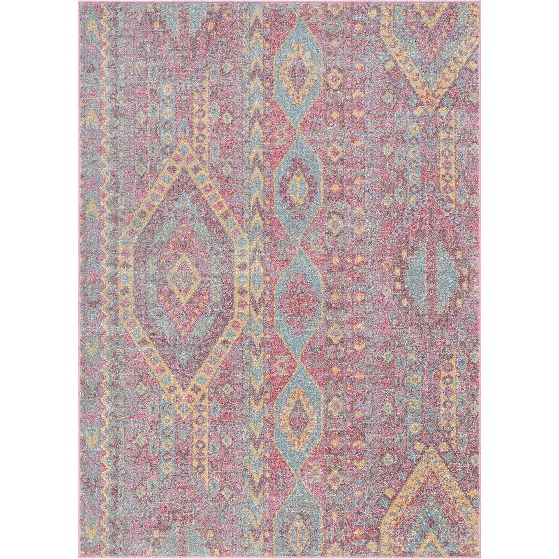 Well Woven Rodeo Otero Boho Eclectic Tribal Area Rug, Pink, 9X12.5 Ft