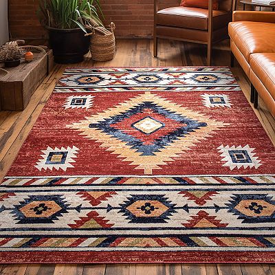 Well Woven Tulsa Lea Traditional Southwestern Distressed Area Rug
