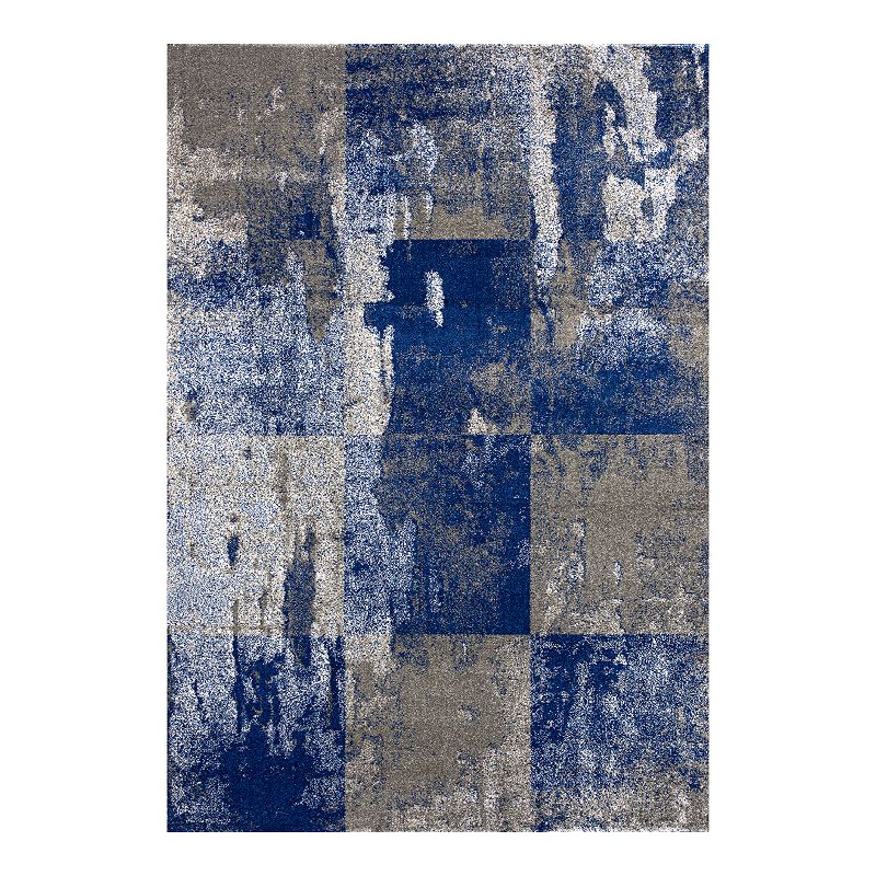 Art Carpet Twister Checkerboard Rug, Blue, 5X8 Ft