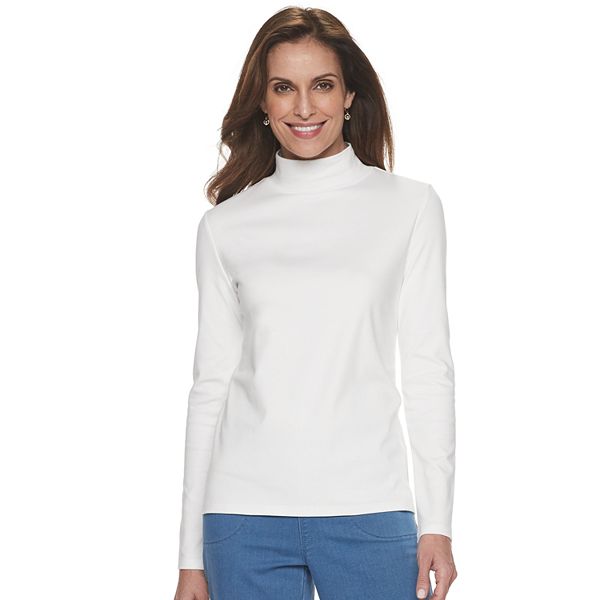 Petite Croft & Barrow® Essential Long-Sleeve Mockneck Top