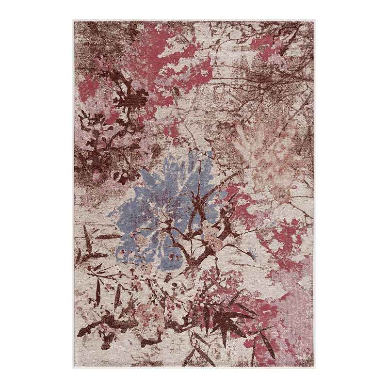 Art Carpet Festival Jacquard Woven Leaf Rug, Beig/Green, 5X8 Ft