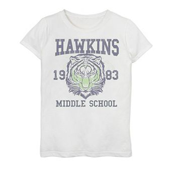 Girls 7-16 Netflix Stranger Things Hawkins Middle School 1983 Tiger Graphic Tee