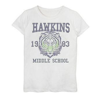 Girls 7-16 Netflix Stranger Things Hawkins Middle School 1983 Tiger Graphic Tee