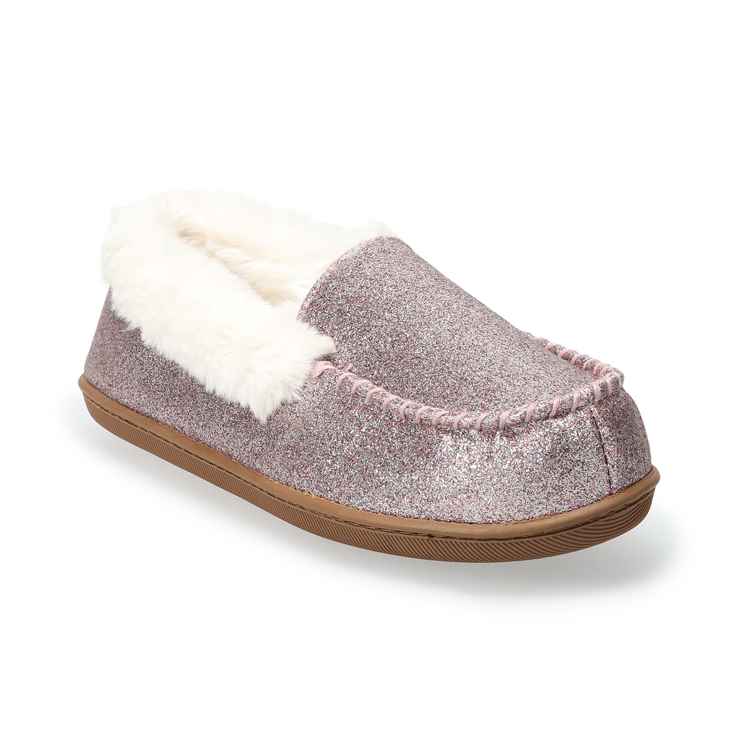 glitter moccasin slippers womens