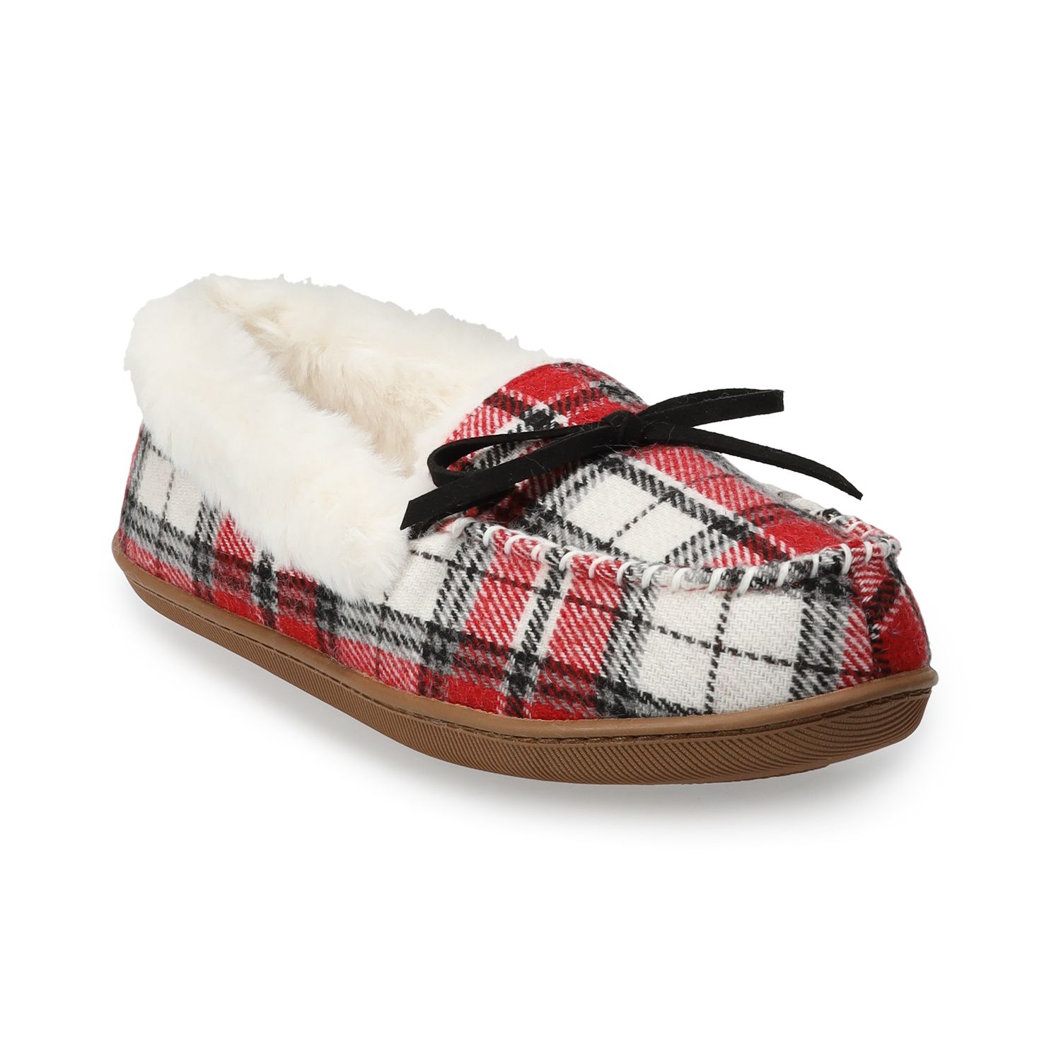 tartan moccasin slippers