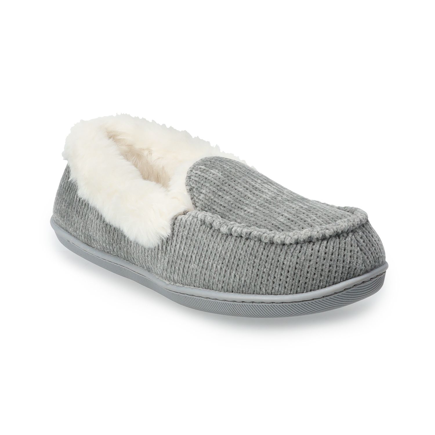 gray moccasin slippers