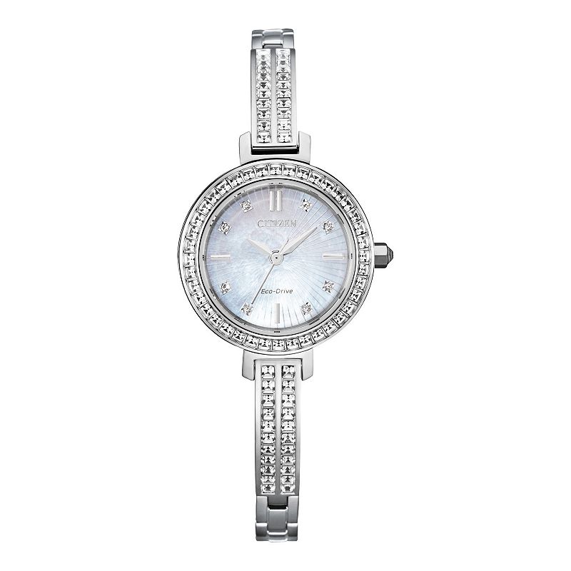 Women's Citizen Eco-Drive Crystal Bangle Watch, Size: Small, Silver