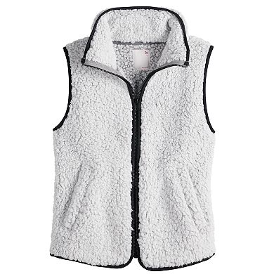 Juniors' SO® Sherpa Vest with Piping