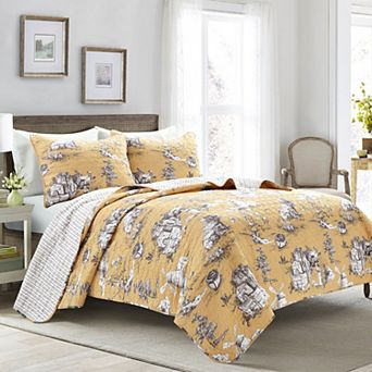Lush Decor French Country Toile Quilt Set