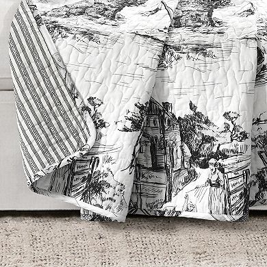 Lush Decor French Country Toile Cotton Reversible Throw