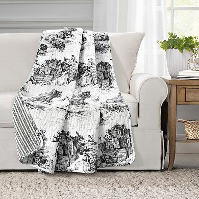 Lush Decor French Country Toile Cotton Reversible Throw