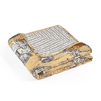 Lush Decor French Country Toile Cotton Reversible Throw