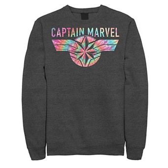 Men's Marvel Captain Marvel Tie Dye Logo Fill Sweatshirt