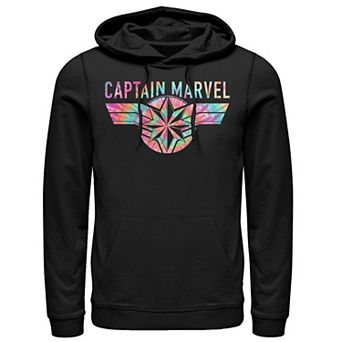 Men's Marvel Captain Marvel Tie Dye Logo Fill Hoodie